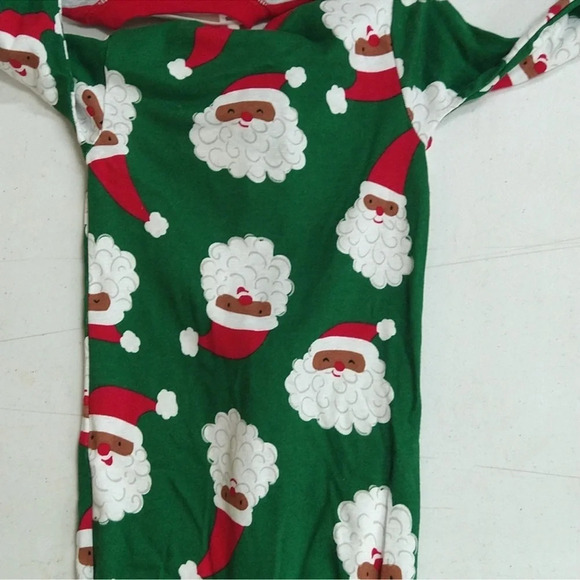 NEW! Toddler Striped Black Santa Christmas Footed Pajama 2pc Set, Red/Green - Picture 10 of 14